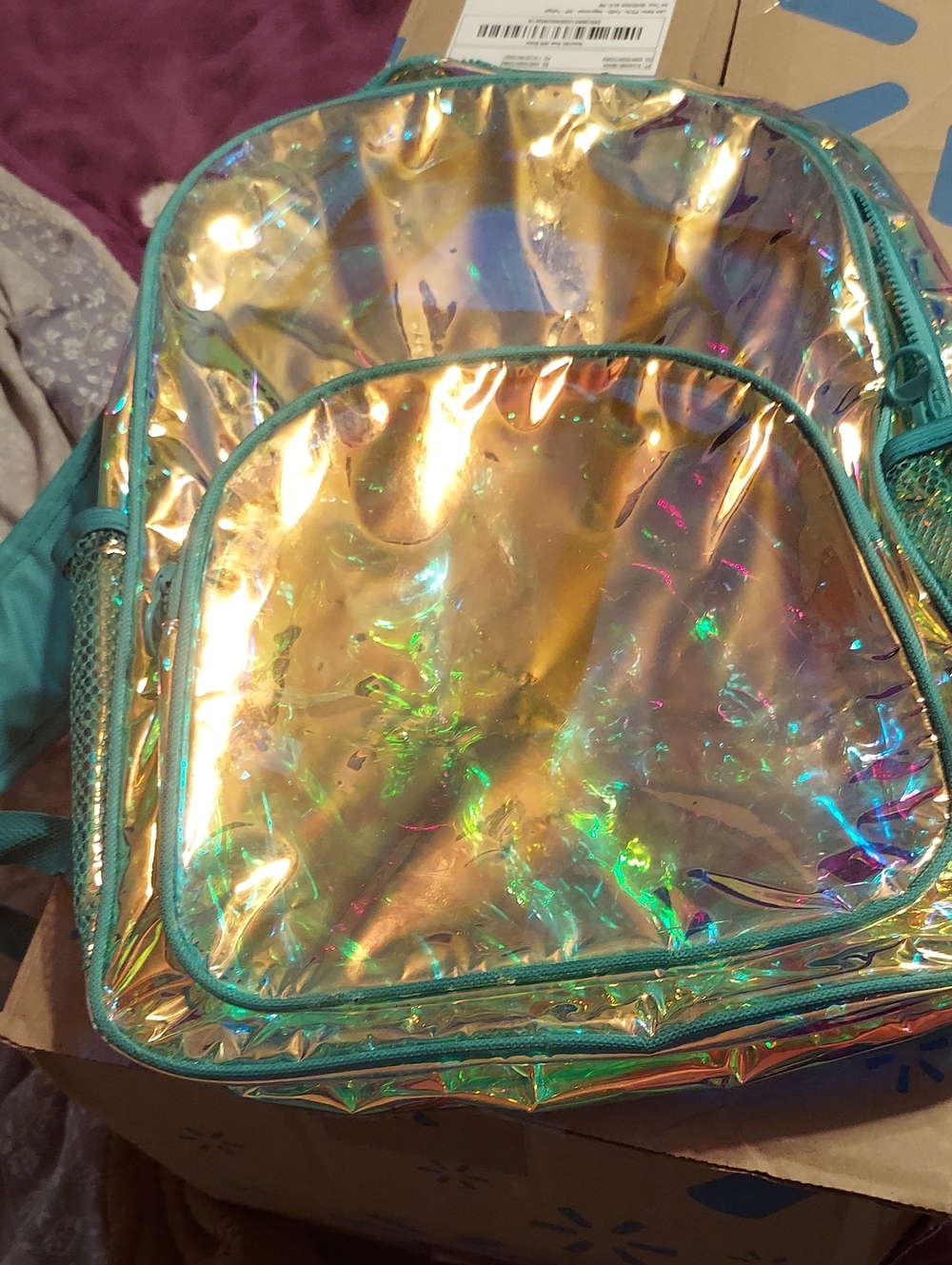 Holographic Iridescent Teal Accent Women’s Backpack